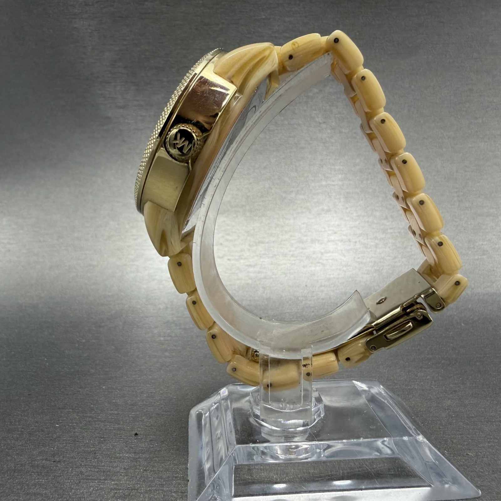 Michael Kors Jet Set Watch Women 37mm MOP Dial Gold Tone Daydate MK-5039 New Bat6