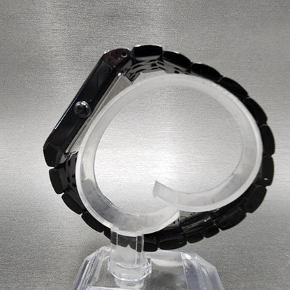 Bulova Quadra Watch Men 31mm Black Dial Black Tone Octagon 98D164 Bracelet B1234