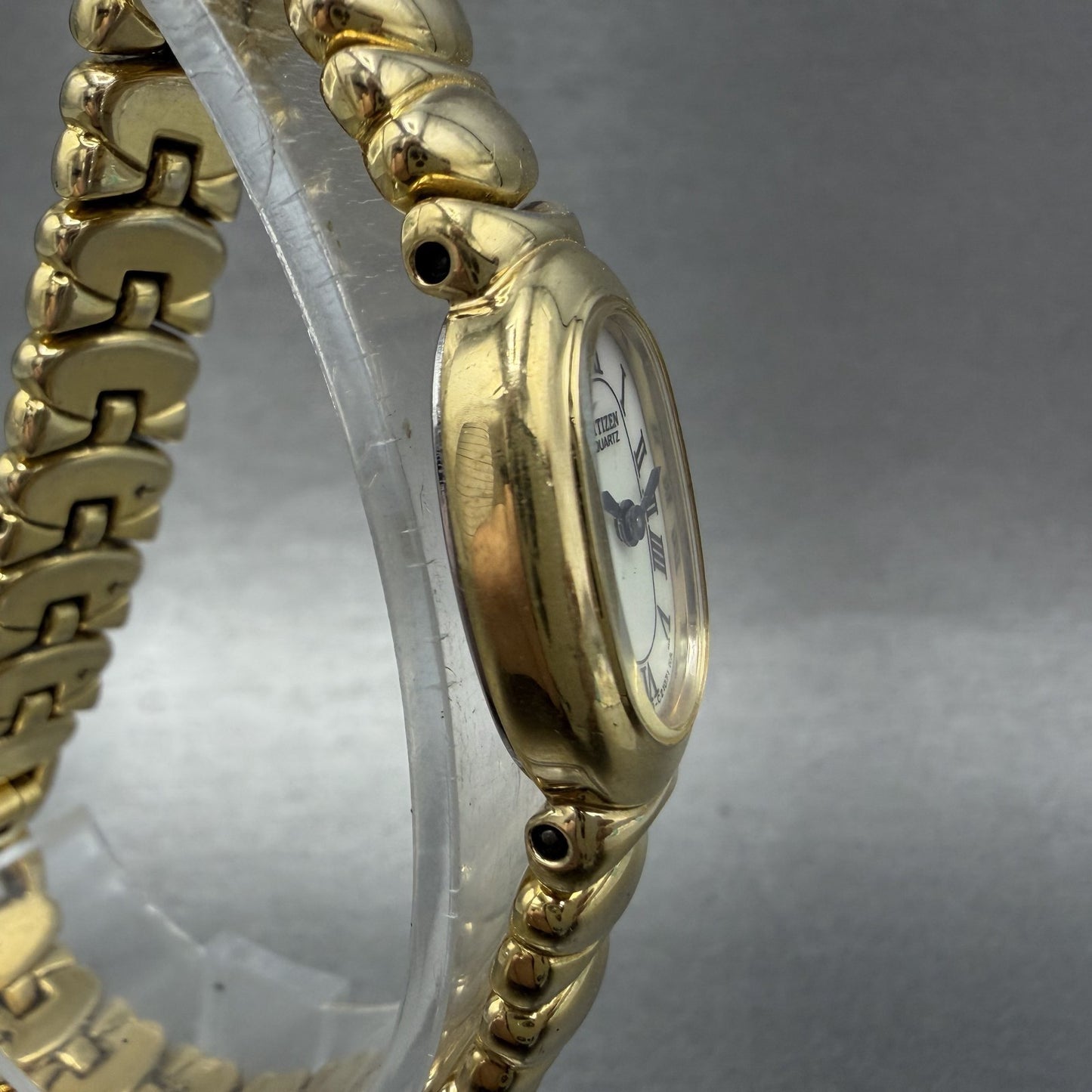 Citizen Watch Women 17mm MOP Dial Gold Tone Oval 3220327365 New Battery3