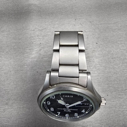Seiko Alba Carib Watch Men 35mm Black Dial Silver Tone Daydate V743-8000 New Bat4