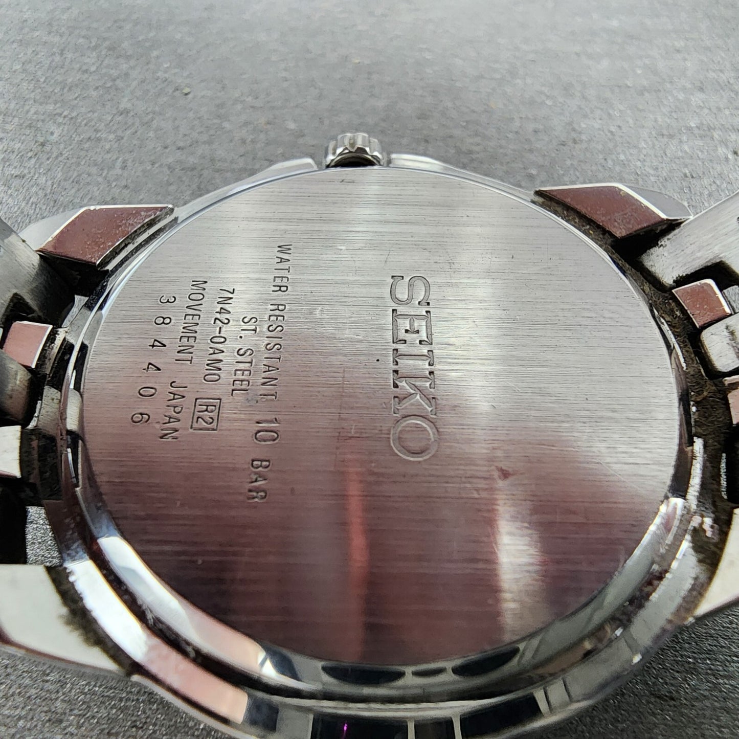 Seiko Watch Men 36mm Black Dial Silver Tone Date Round 7n420am0 New Battery9