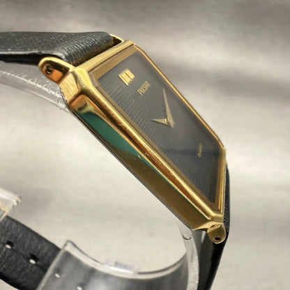 Seiko Pulsar Watch Men 25mm Black Dial Gold Tone Rectangle V800-5000 New Battery3