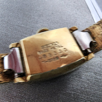 Seiko Tank Watch Women 15mm Champagne Dial Gold Tone Rectangle Manual Wind Runs9