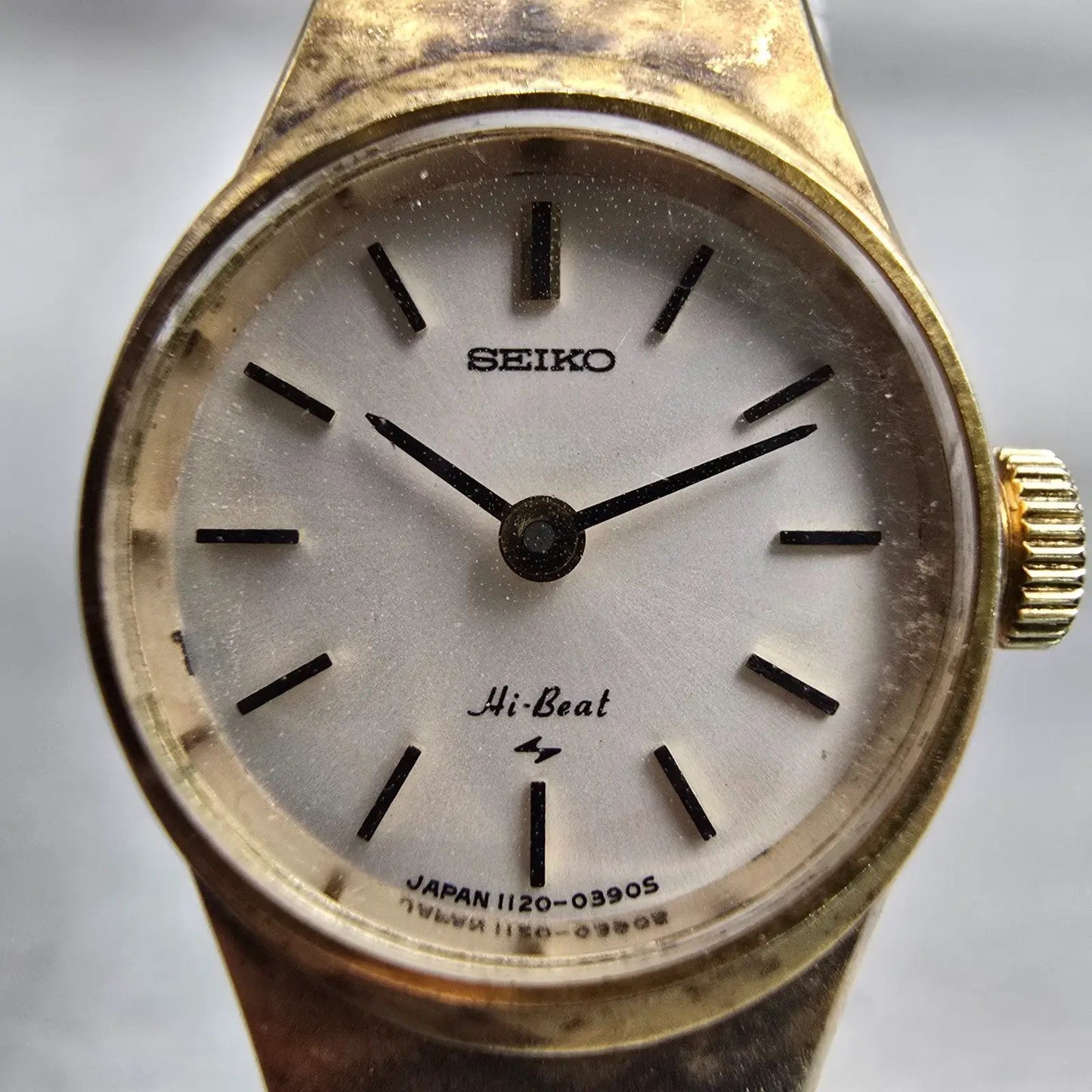 Seiko Hi Beat Watch Women 18mm White Dial Gold Tone Round 1120-0120 Manual Wind1