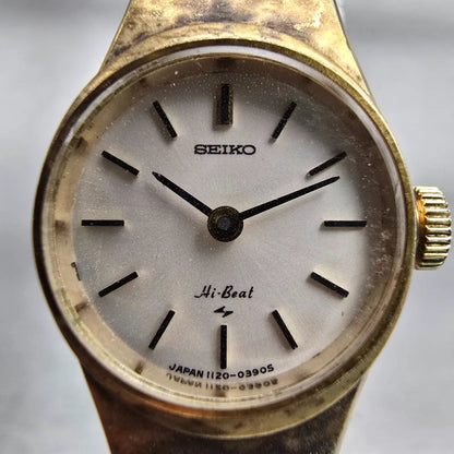 Seiko Hi Beat Watch Women 18mm White Dial Gold Tone Round 1120-0120 Manual Wind1