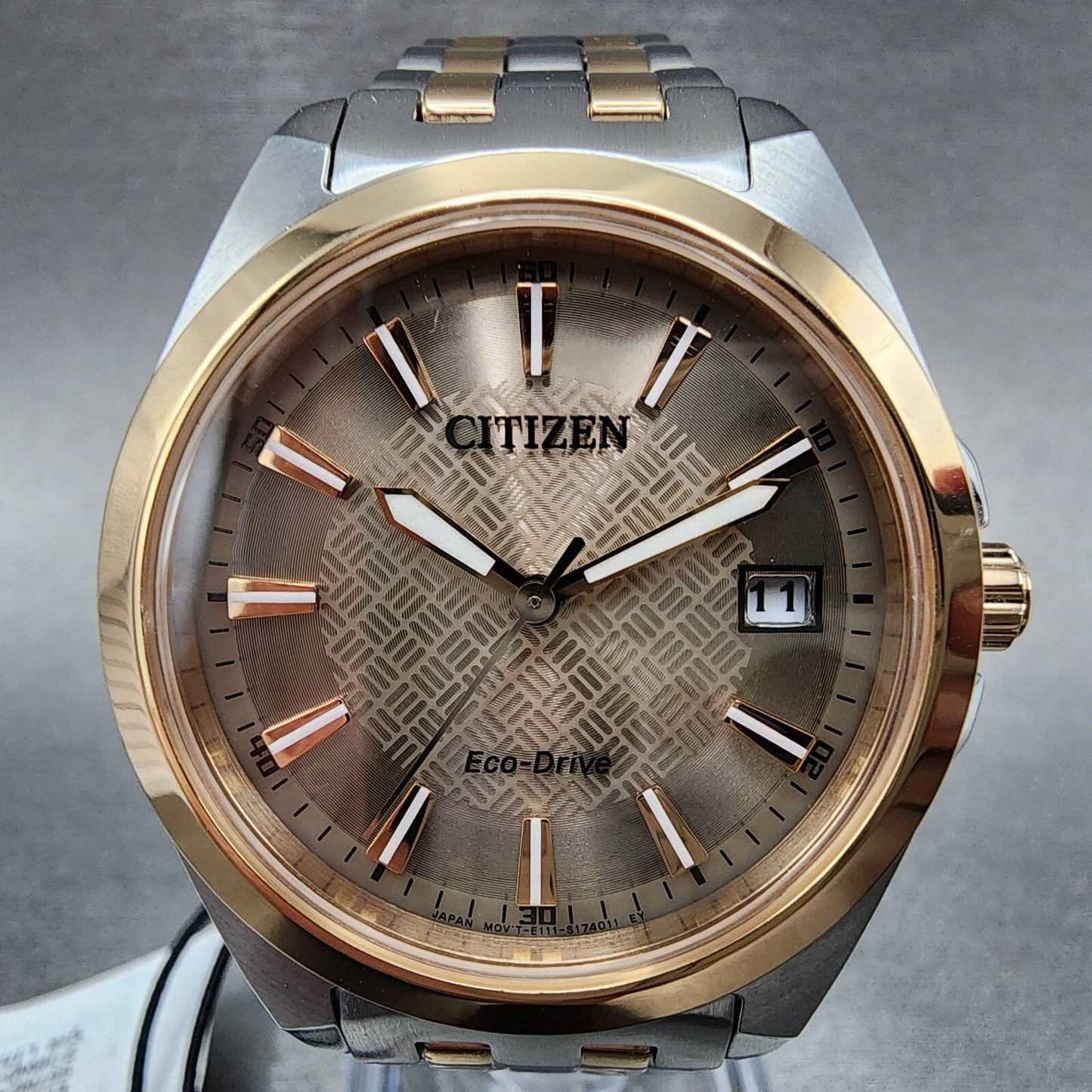 Citizen EcoDrive Peyton Watch Women Brown Dial Two Tone Date Bracelet E01226591