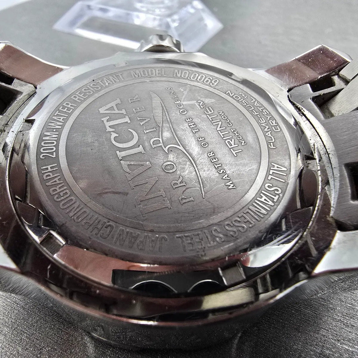 Invicta Pro Diver Chronograph Watch Men 48mm Black Dial Steel Date 0069 New Batt9