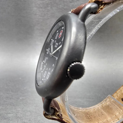 Swiss Army Calvary Watch Men 37mm Black Dial Black Date Leather New Battery2