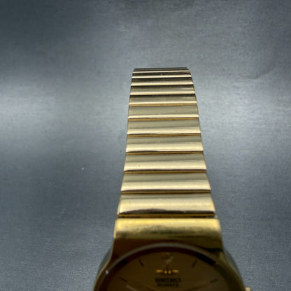 Seiko Watch Women 28mm Champagne Dial Gold Tone Round 5y91-6010 New Battery VTG4