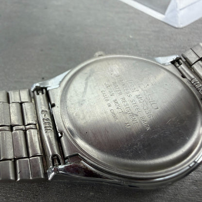 Casio MQ-336 Watch Men 33mm White Dial Silver Tone Round New Battery Vintage PL310