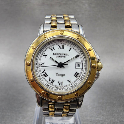 Raymond Weil Tango Watch Women 28mm White Dial Two Tone Date Round New Battery A0
