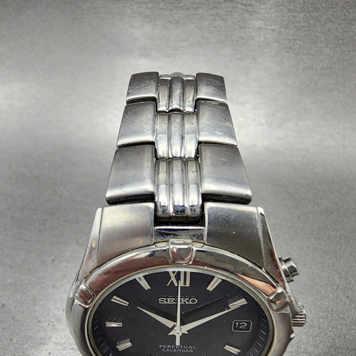 Seiko Perpetual Calendar Watch Men 37mm Steel Date Round 6A3200G0 PARTS5