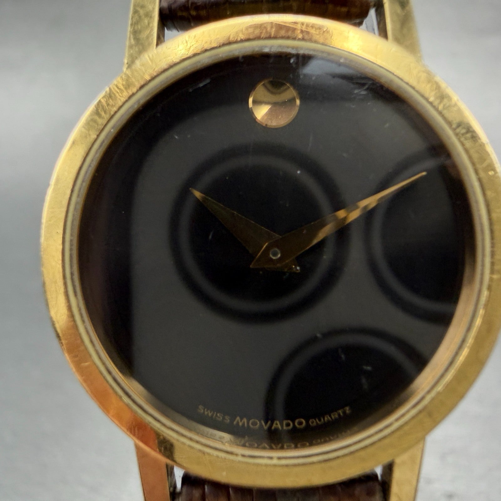 Movado Muesem Watch Women 25mm Black Dial Gold Tone Round 87-25-832 PARTS2