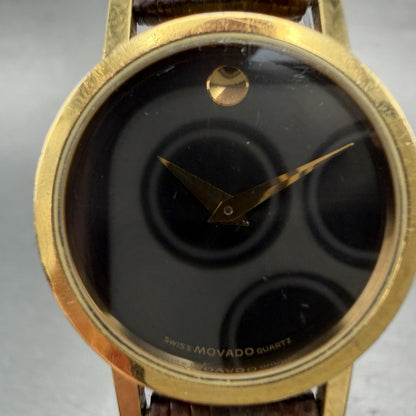 Movado Muesem Watch Women 25mm Black Dial Gold Tone Round 87-25-832 PARTS2