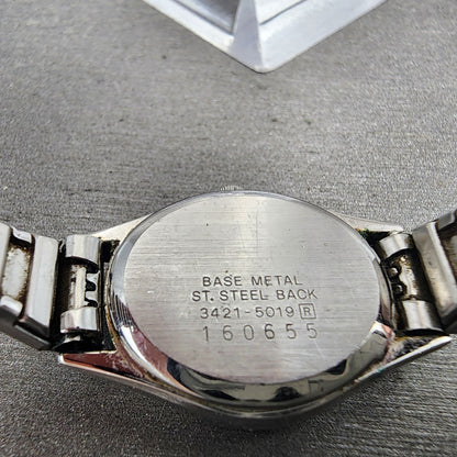 Seiko Watch Women 20mm White Dial Silver Tone Oval 34215019 New Battery VTG9