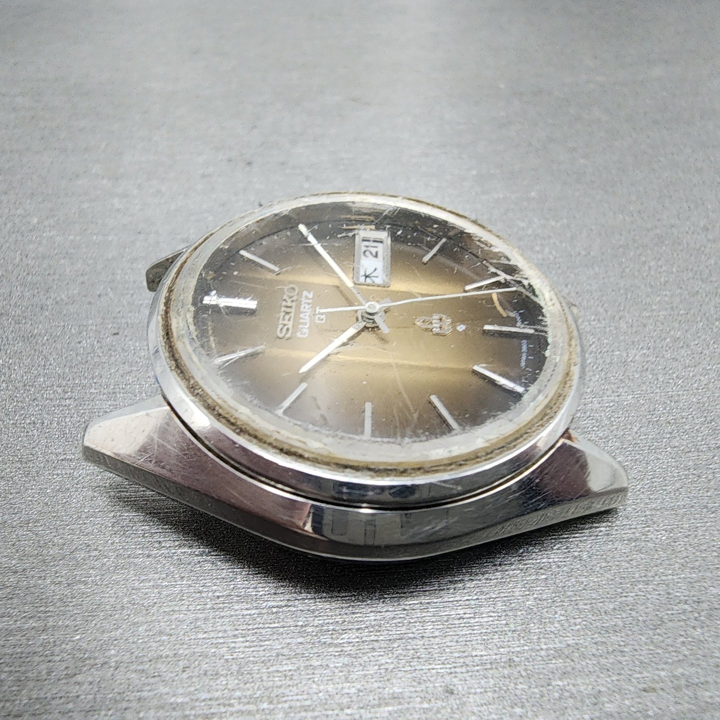 Seiko QT Watch Men 36mm Brown Dial Silver Tone Daydate 38037090 PARTS4