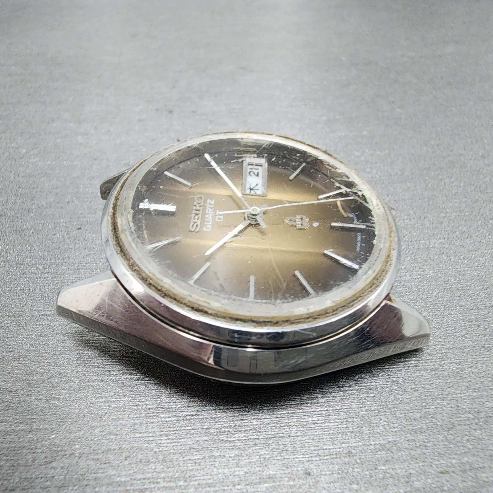 Seiko QT Watch Men 36mm Brown Dial Silver Tone Daydate 38037090 PARTS4