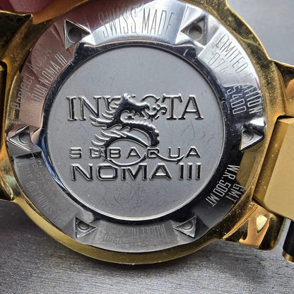 Invicta Sub Aqua Noma III Watch Men 50mm MOP Dial Gold Tone Date 0738 NewBattery6