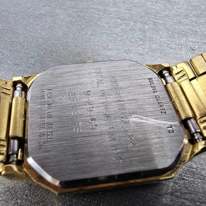 Bulova Tank Watch Men 29mm Silver Dial Gold Tone Date Octagon 92B29 PARTS VTG8
