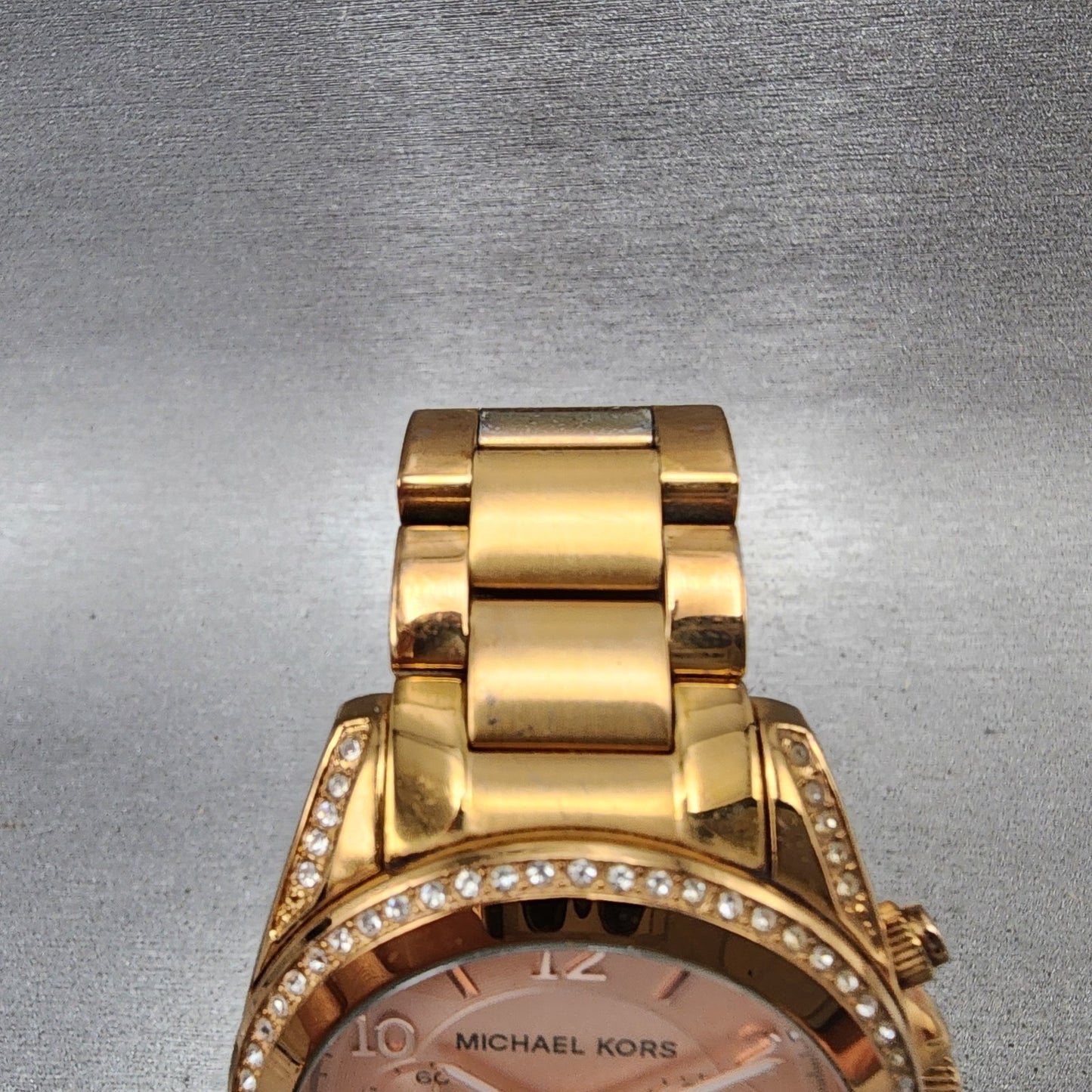 Michael Kors Blair Chronograph Watch Women 40mm Rose Dial Gold Tone Date New Bat4