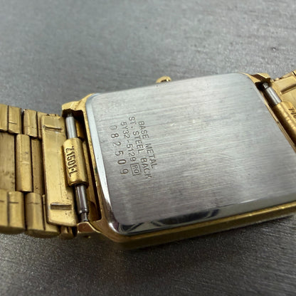 Seiko Tank Watch Men 26mm Champagne Dial Gold Tone Date 5Y32-5129 PARTS Vintage10