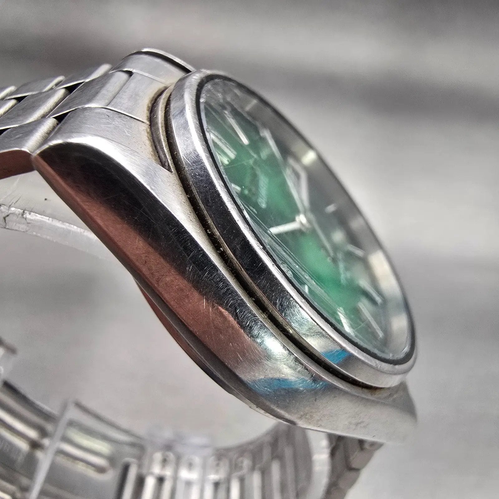 Seiko Type II Watch Men 33mm Green Dial Silver Tone Daydate 8223-6030 New Batt3