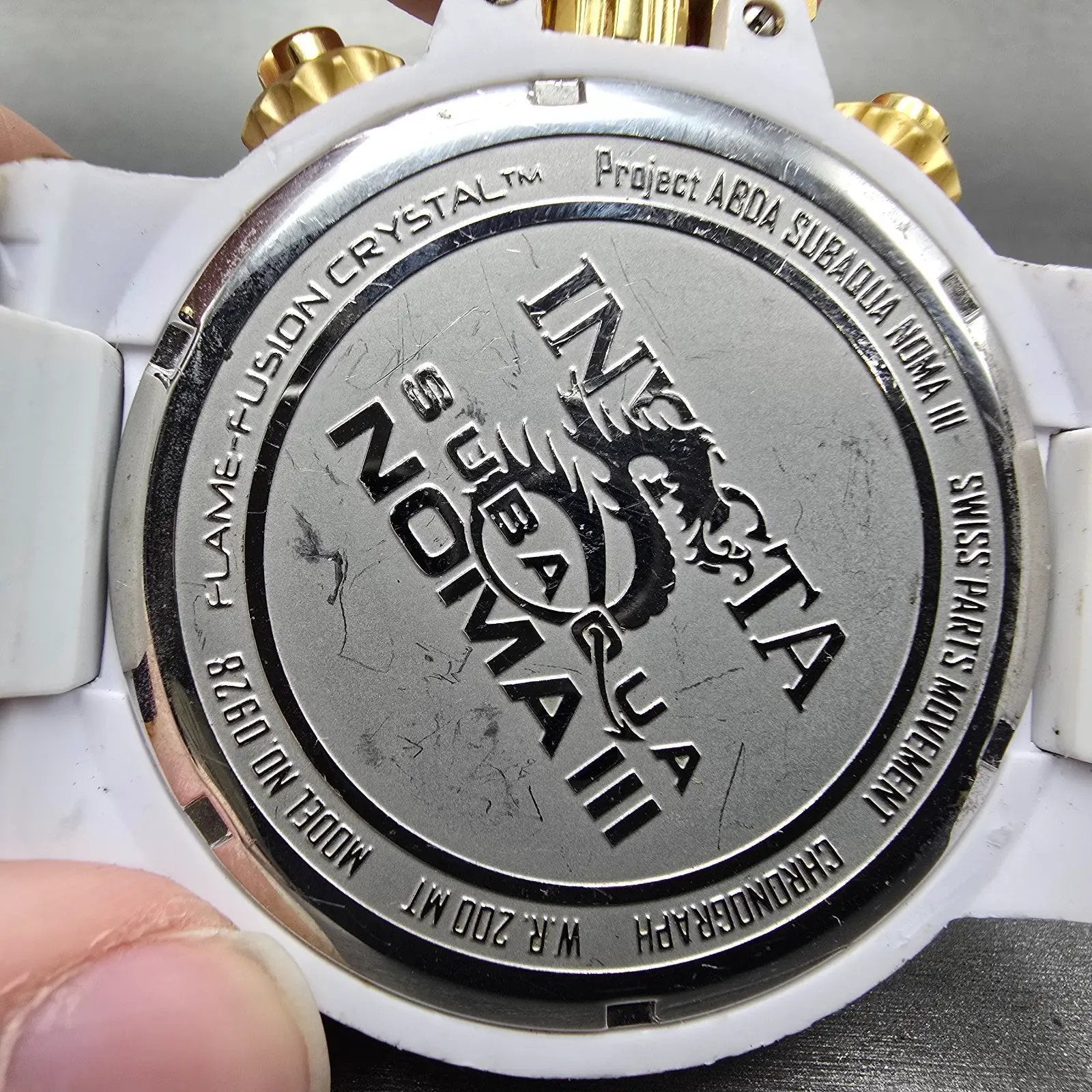 Invicta Sub Aqua Noma II Chronograph Watch Men 50mm Skeleton Dial White Tone Run6