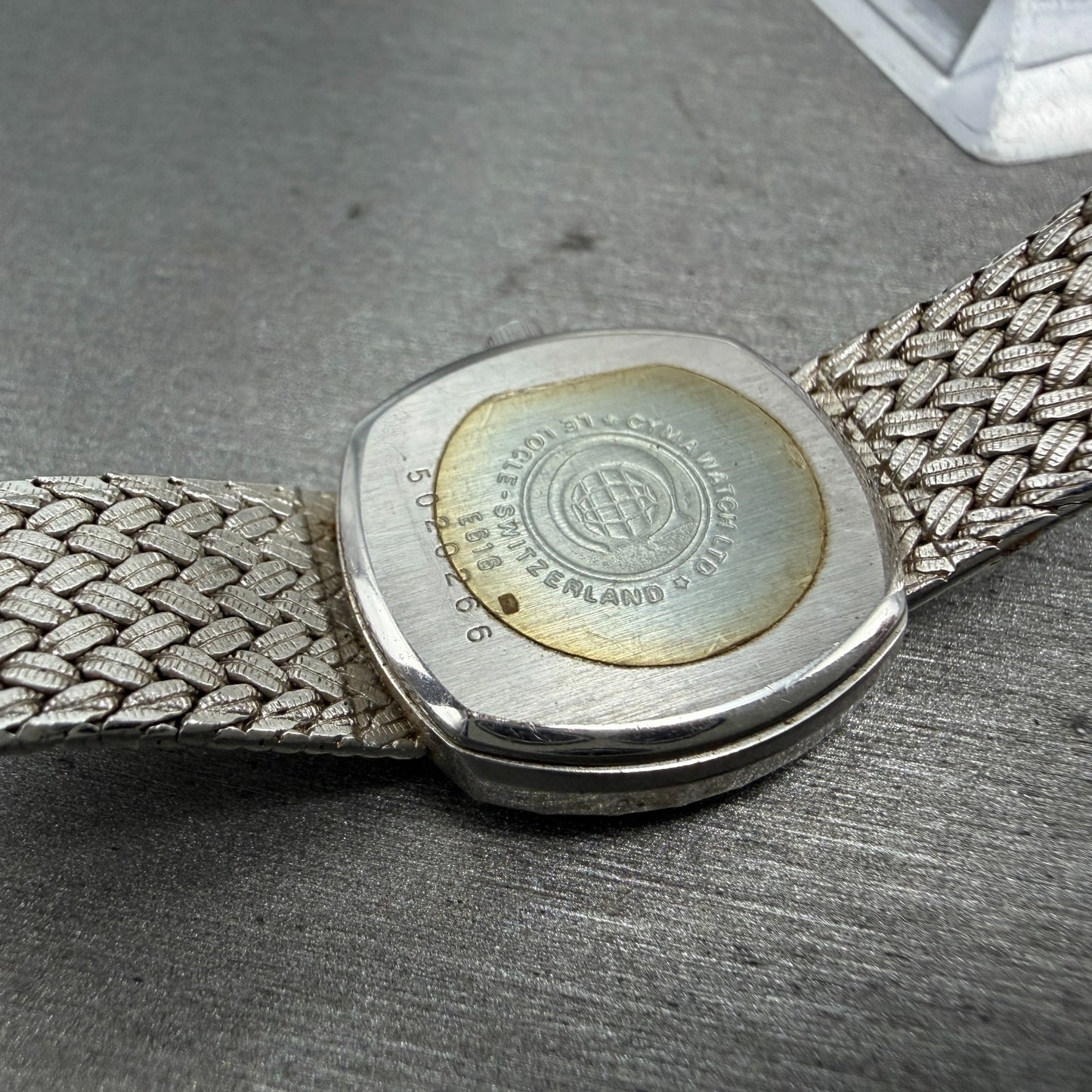 Cyma Watch Women 22mm Silver Dial Silver Tone Rectangle Mesh E616 New Battery9