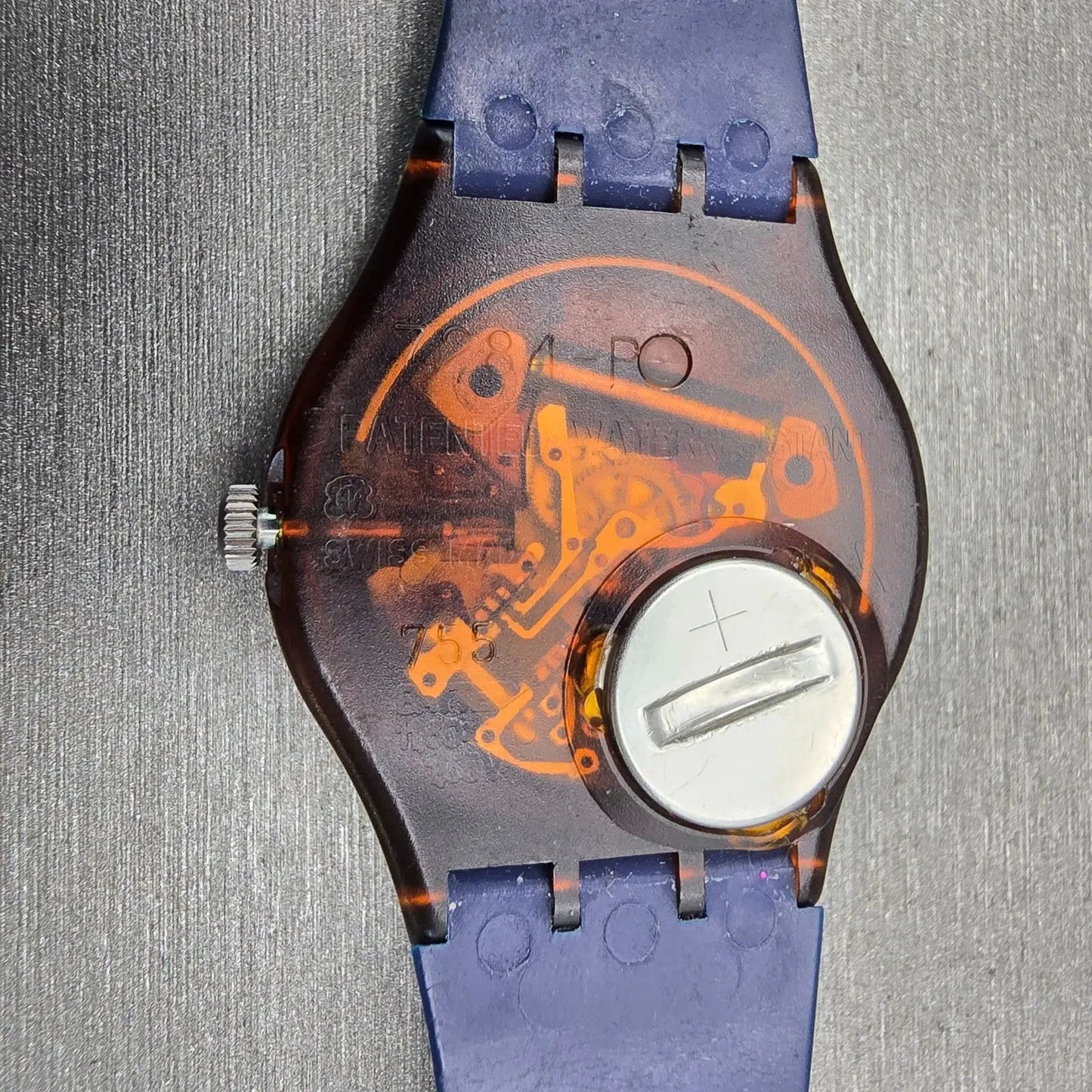 Swatch Gent LAZULI Watch Men 34mm Blue Dial Brown Case GF101 New Battery VTG10
