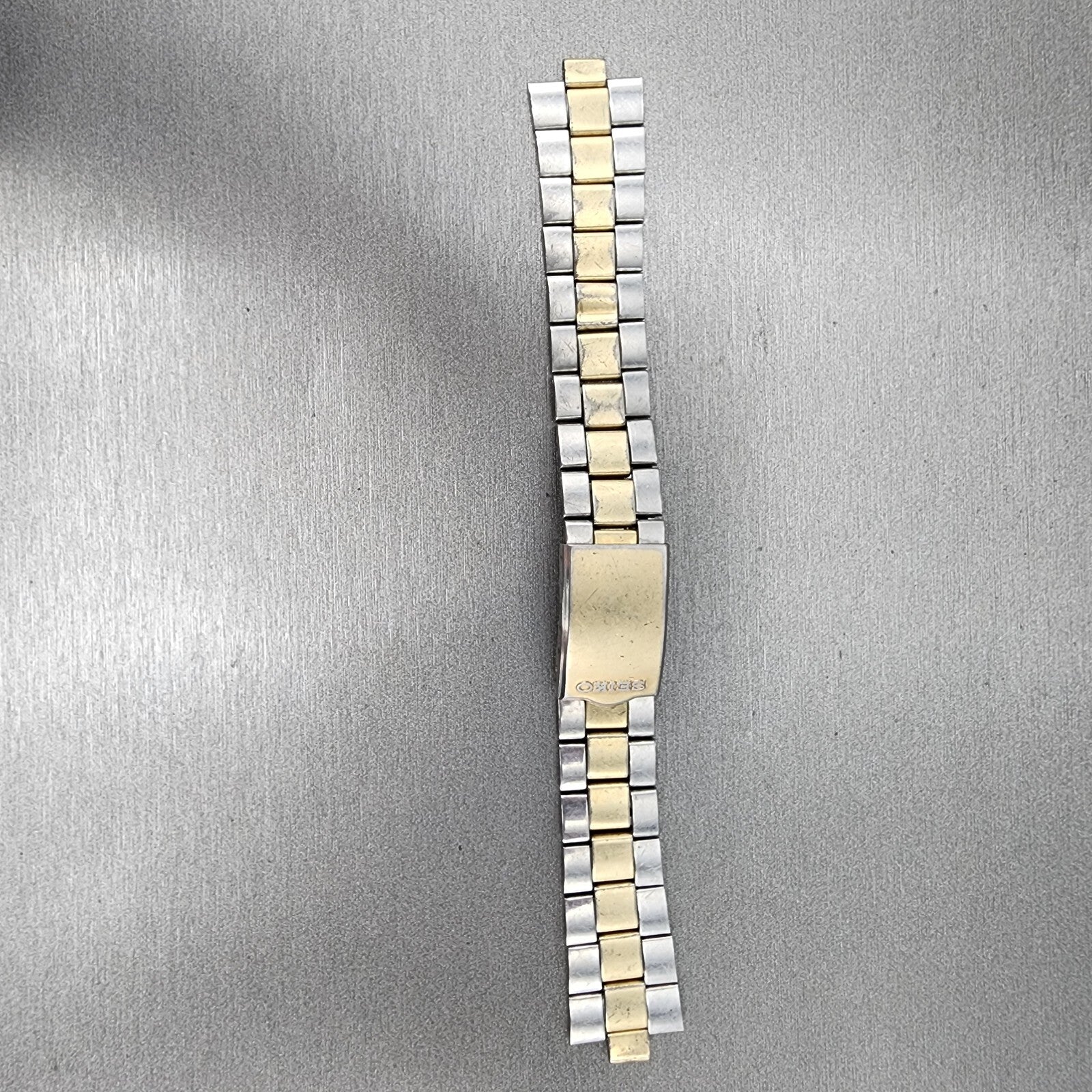 VTG Seiko Watch Bracelet 19mm Two Tone Gold&Silver Tri Folding Claps0