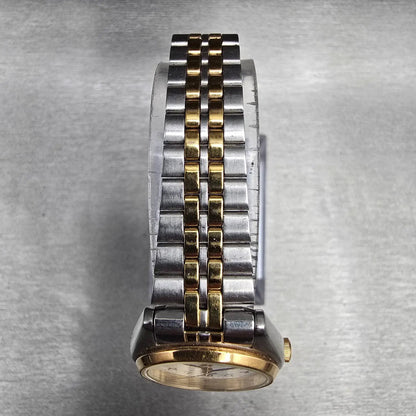Seiko Watch Women 24mm White Dial Two Tone Daydate Round 7N83-0011 New Battery X4