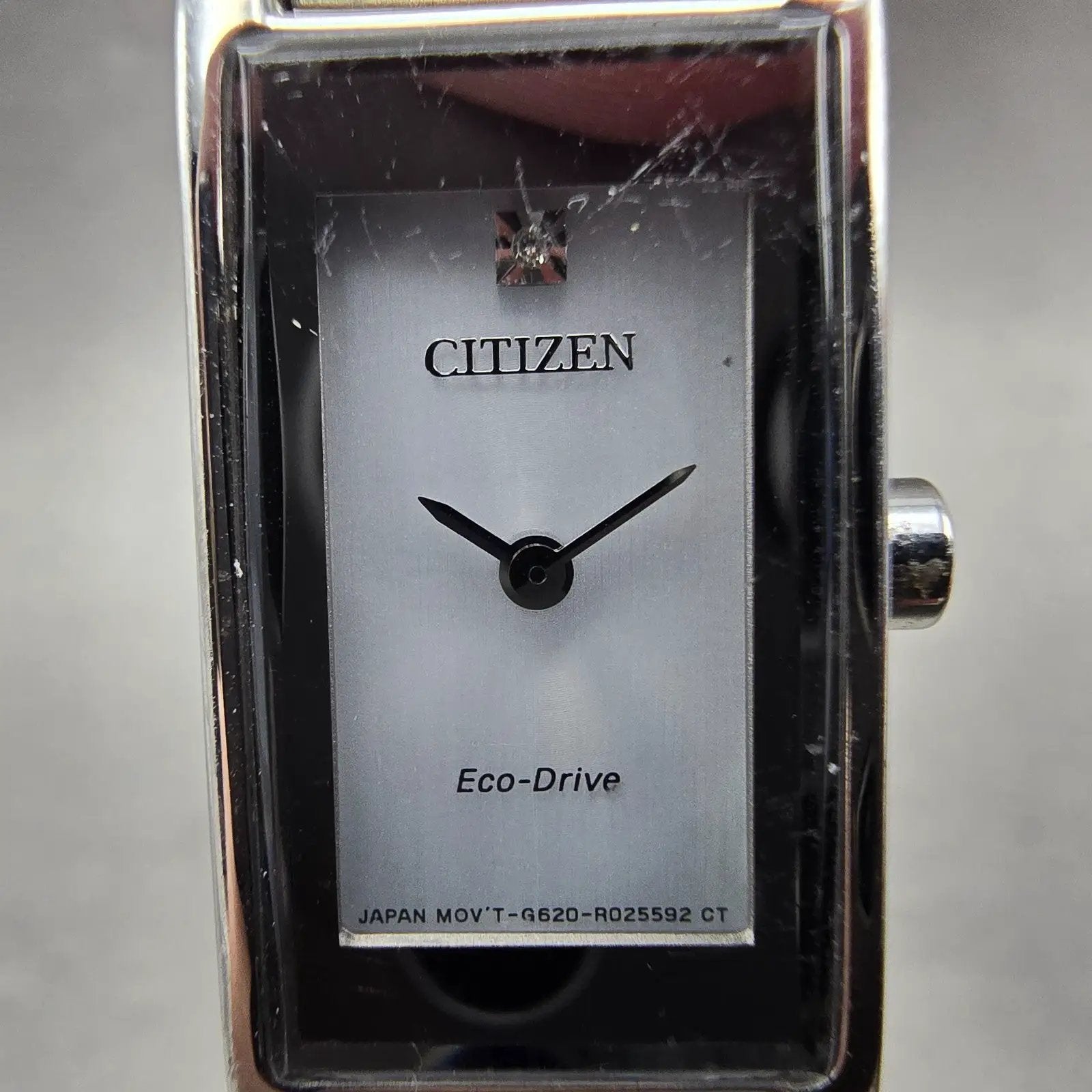 Citizen Eco-Drive Tank Watch Women 14mm Silver Dial Silver Tone G620-R010638 Run1