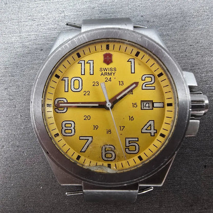 Victorinox Swiss Army Convoy Watch Men 42mm Yellow Dial Stee Date 241164 PARTS2