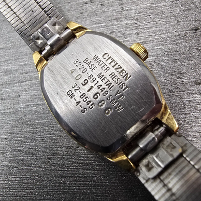 Citizen CQ Watch Women 17mm Gold Dial Gold Tone Rectangle 3220-891449 New Batt10
