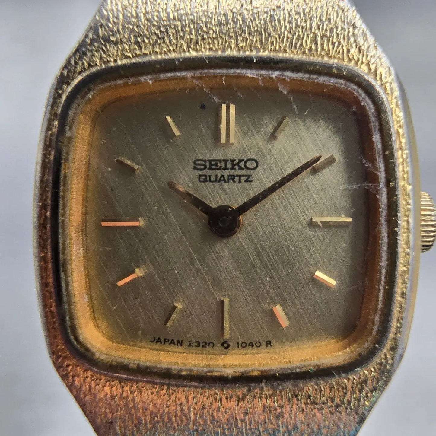 Seiko Watch Women 18mm Champagne Dial Gold Tone Rectangle 2320-5269 New Battery1