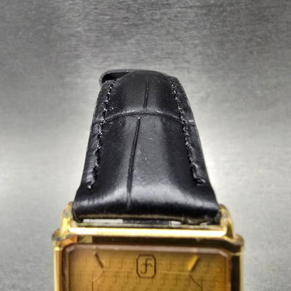 Seiko Tank Watch Men 25mm Gold Dial Gold Tone Rectangle 7430-5630 New Battery4