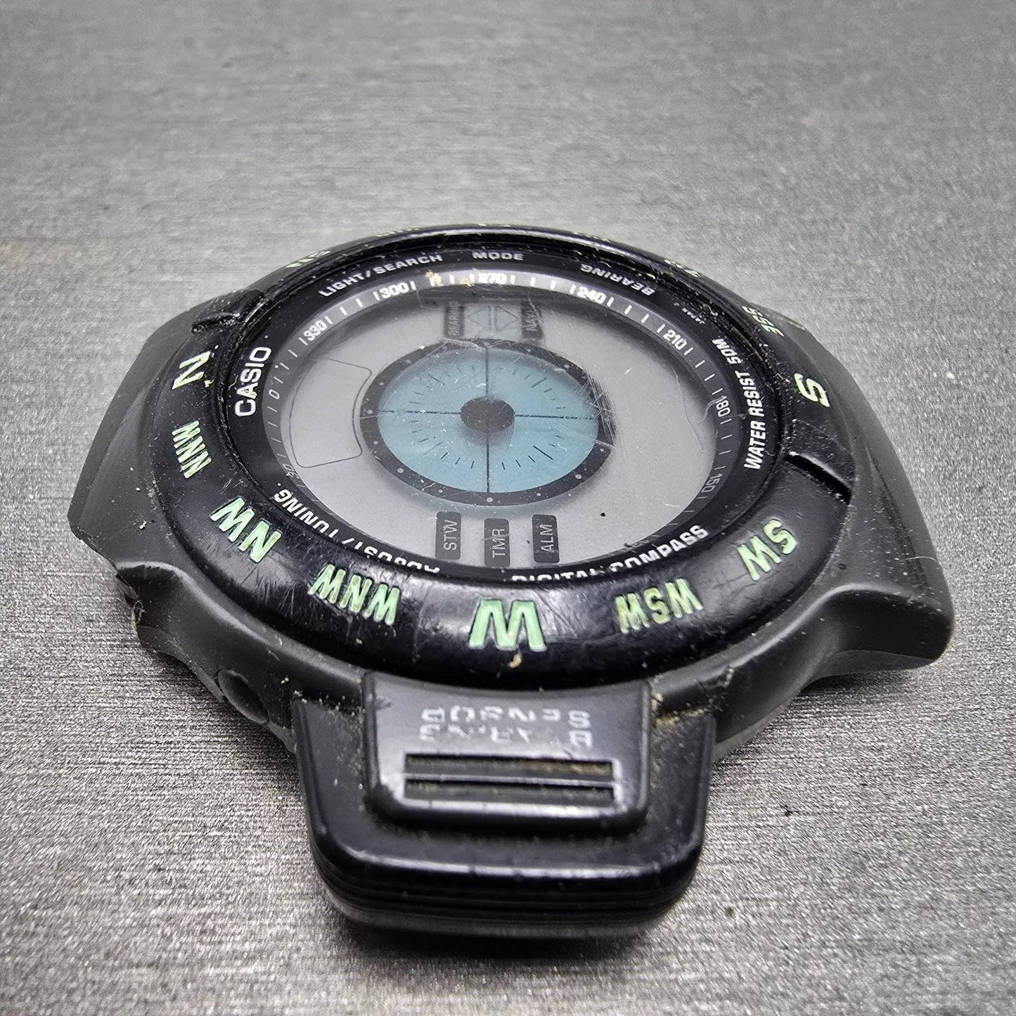 Casio CPW-100 Watch Men 42mm Black Compass Digital Round Vintage PARTS VTG4