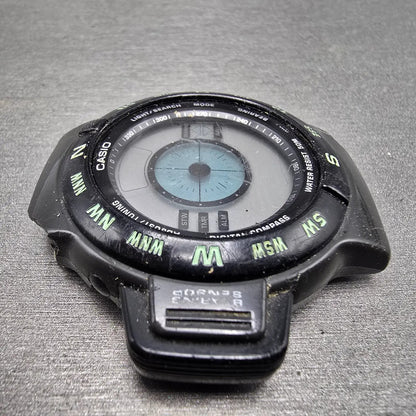 Casio CPW-100 Watch Men 42mm Black Compass Digital Round Vintage PARTS VTG4