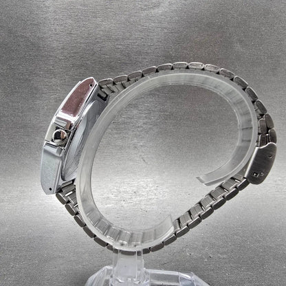 Citizen Q&Q Solar Watch Men 40mm Blue Dial Silver Tone Hexagon Runs Bracelet6