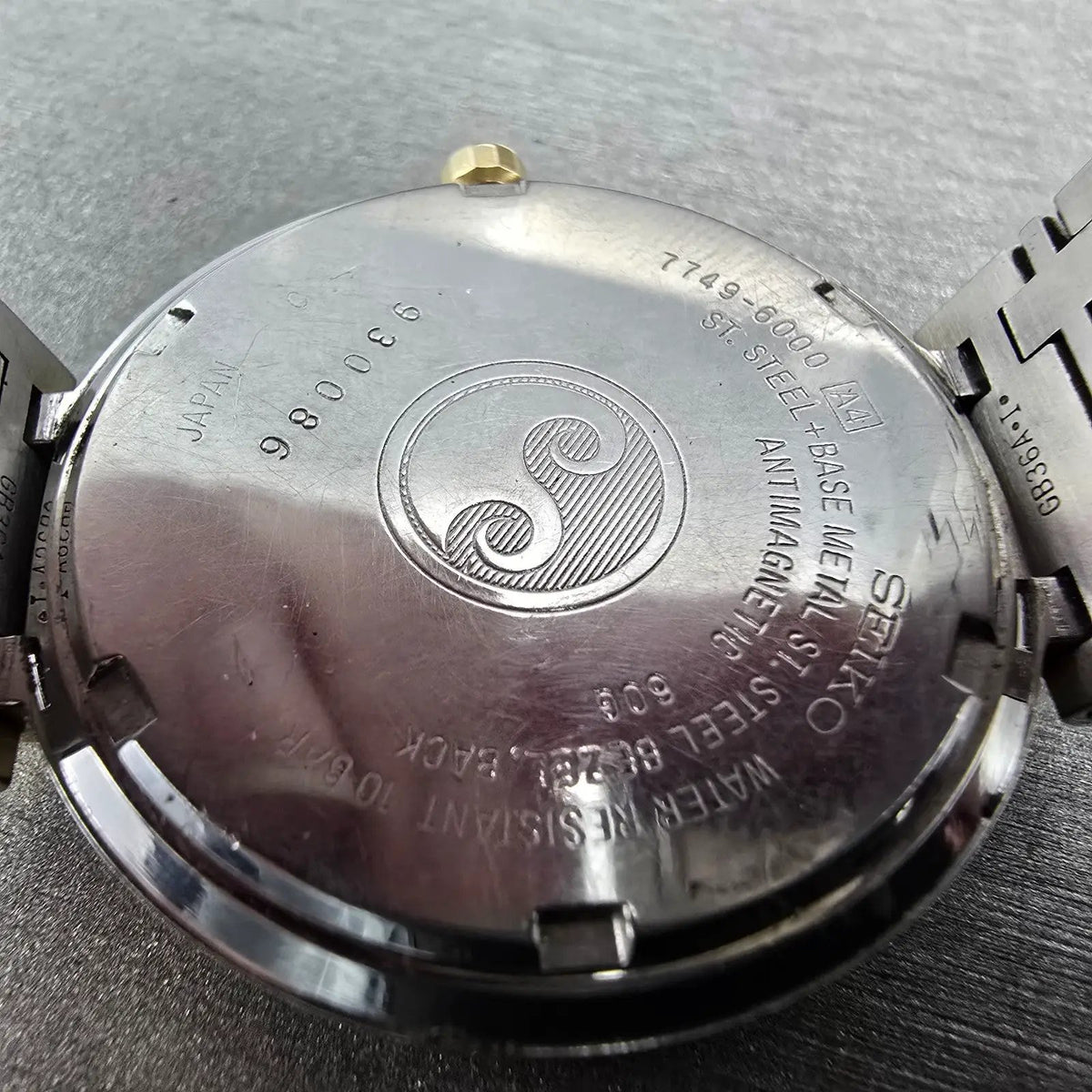 Seiko Presage Watch Men 34mm White Dial Two Tone Date Round 7749-6000 PARTS11