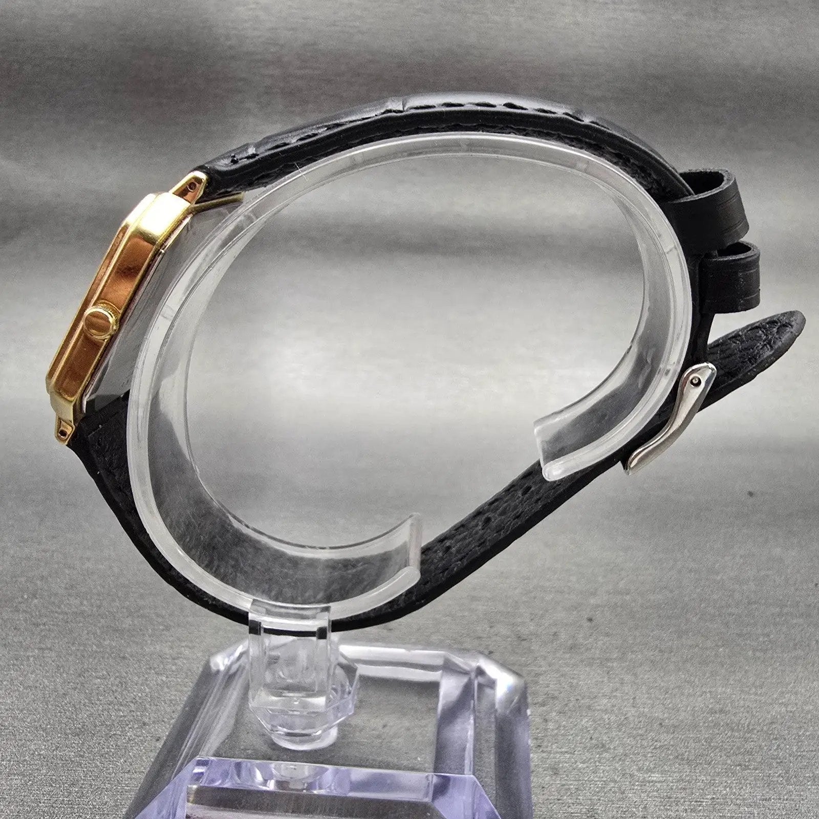 Seiko Watch Men 27mm Gold Dial Gold Tone Rectangle 5P31-5C50 New Battery VTG6