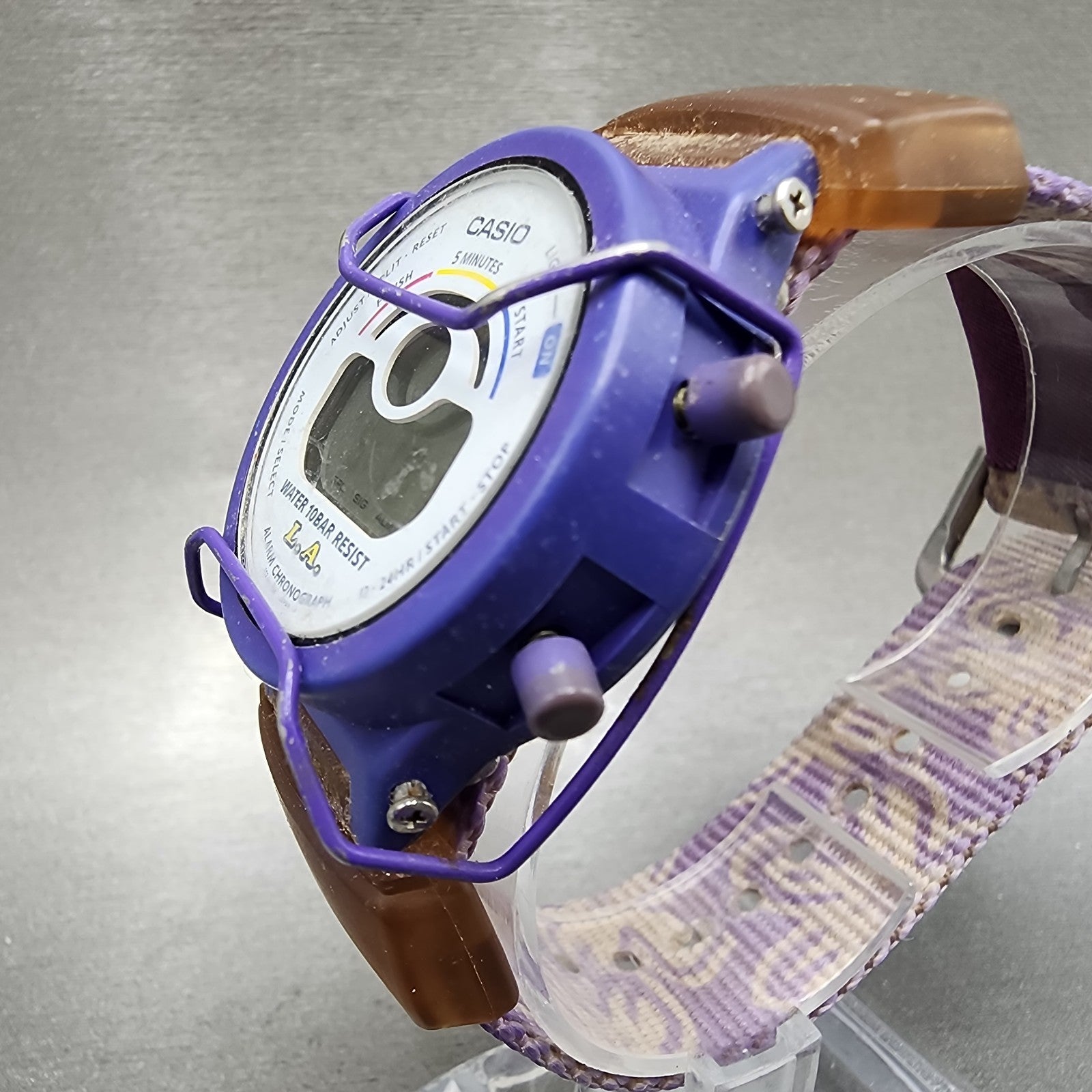Casio BabyG BG110 Watch Women 34mm Digital Purple Tone Daydate Round New batt2