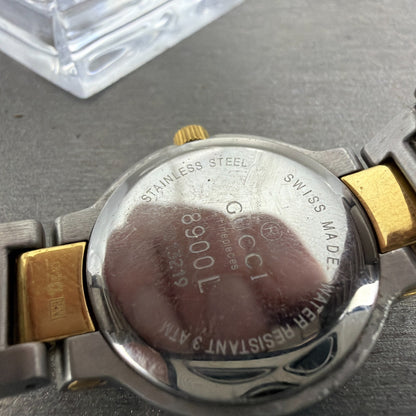 Gucci 8900L Watch Women 26mm Gray Dial Two Tone Date Round PARTS10