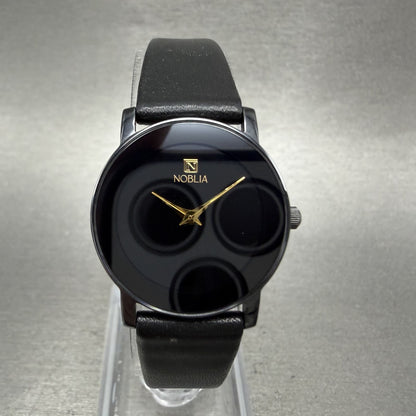 Citizen Noblia Watch Women 24mm Black Dial Black Tone Round  Leather Band PARTS0