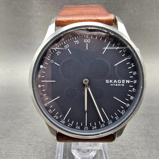 Skagen Hybrid Watch Men 41mm Gray Dial Silver Tone Round SKT1200 New Battery0