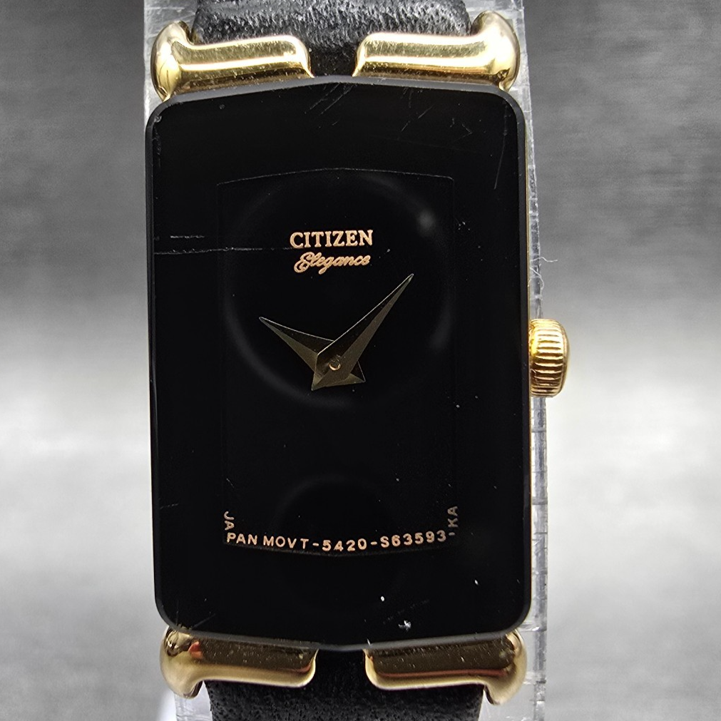 Citizen Elegance Watch Women 13mm Black Dial Gold Tone 5420-S21966 New Battery J1