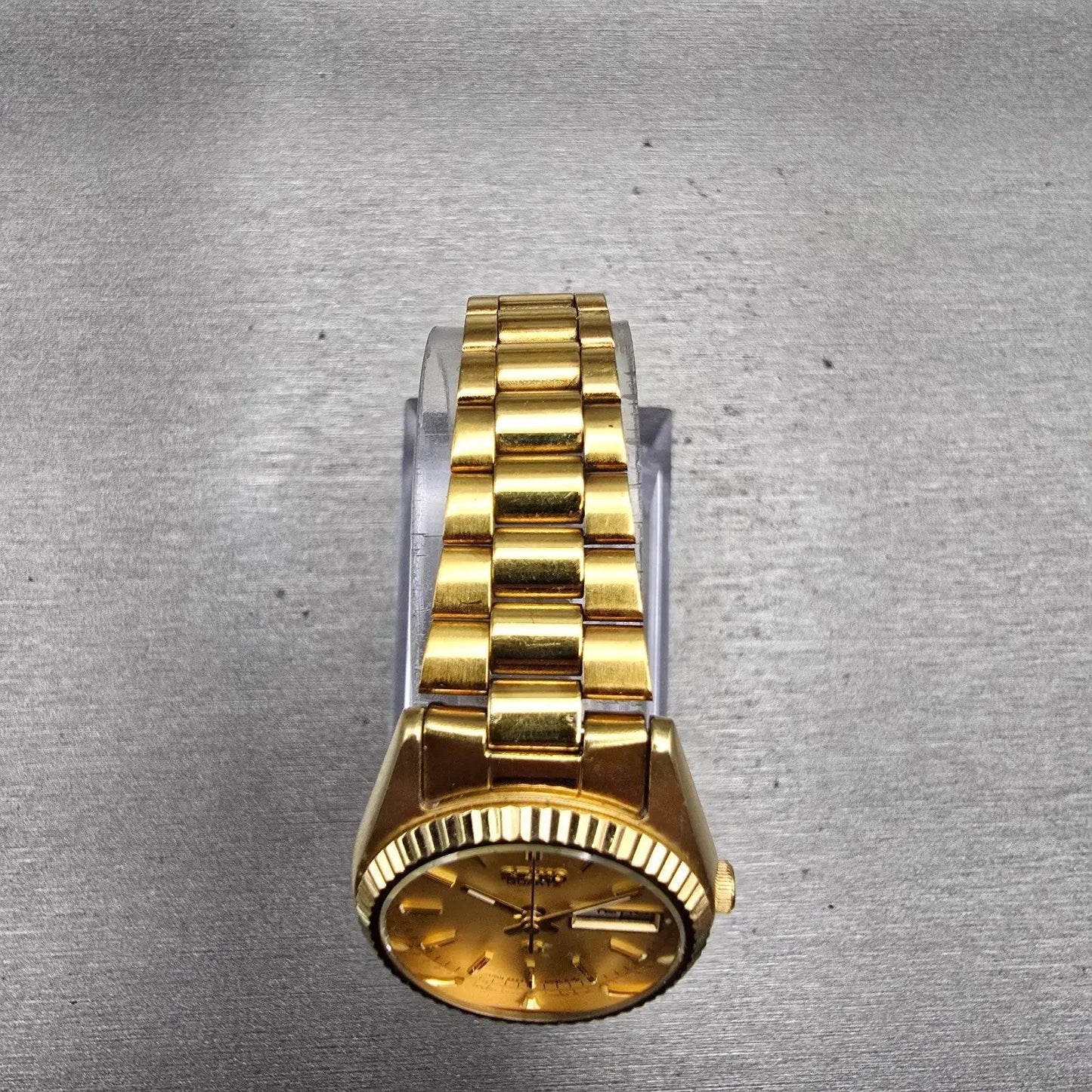 Seiko SQ Watch Women 24mm Gold Dial Gold Tone Daydate Round 2A23-0039 New Batt4