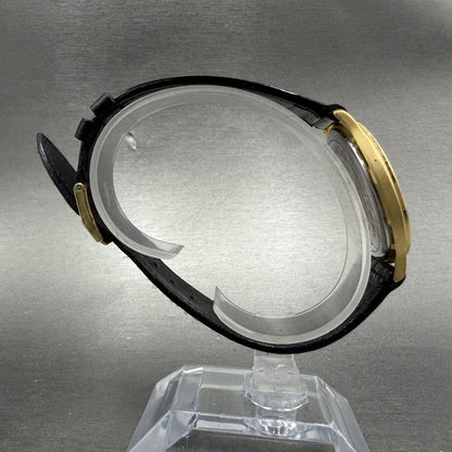 Movado Museum Watch Men 34mm Black Dial Gold Tone Round 87-D1-844 New Battery10