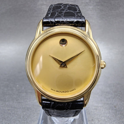 Movado Museum Watch Women 26mm Gold Dial Gold Tone Round 87 E4 9840 New Battery0