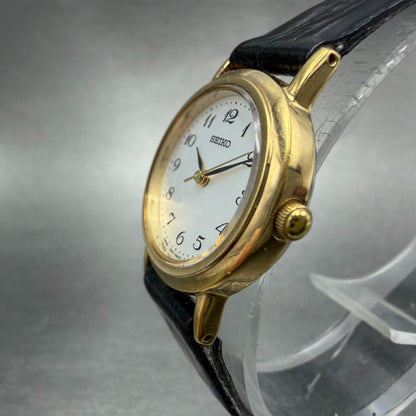 Seiko Watch Women 24mm Silver Dial Gold Tone Round 1N01-HZA0 New Battery2